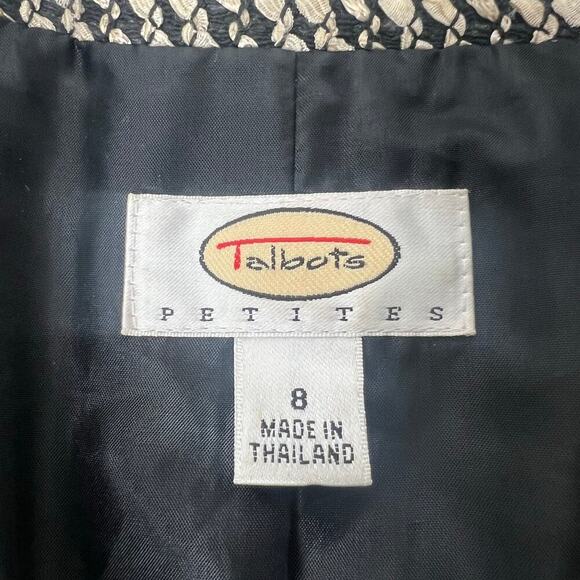 Talbots Womens Tweed Jacket Blazer Size 8 Herringbone Button Front Black & Cream - Picture 7 of 11